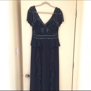 Adrianna Papell navy mother of a groom a line